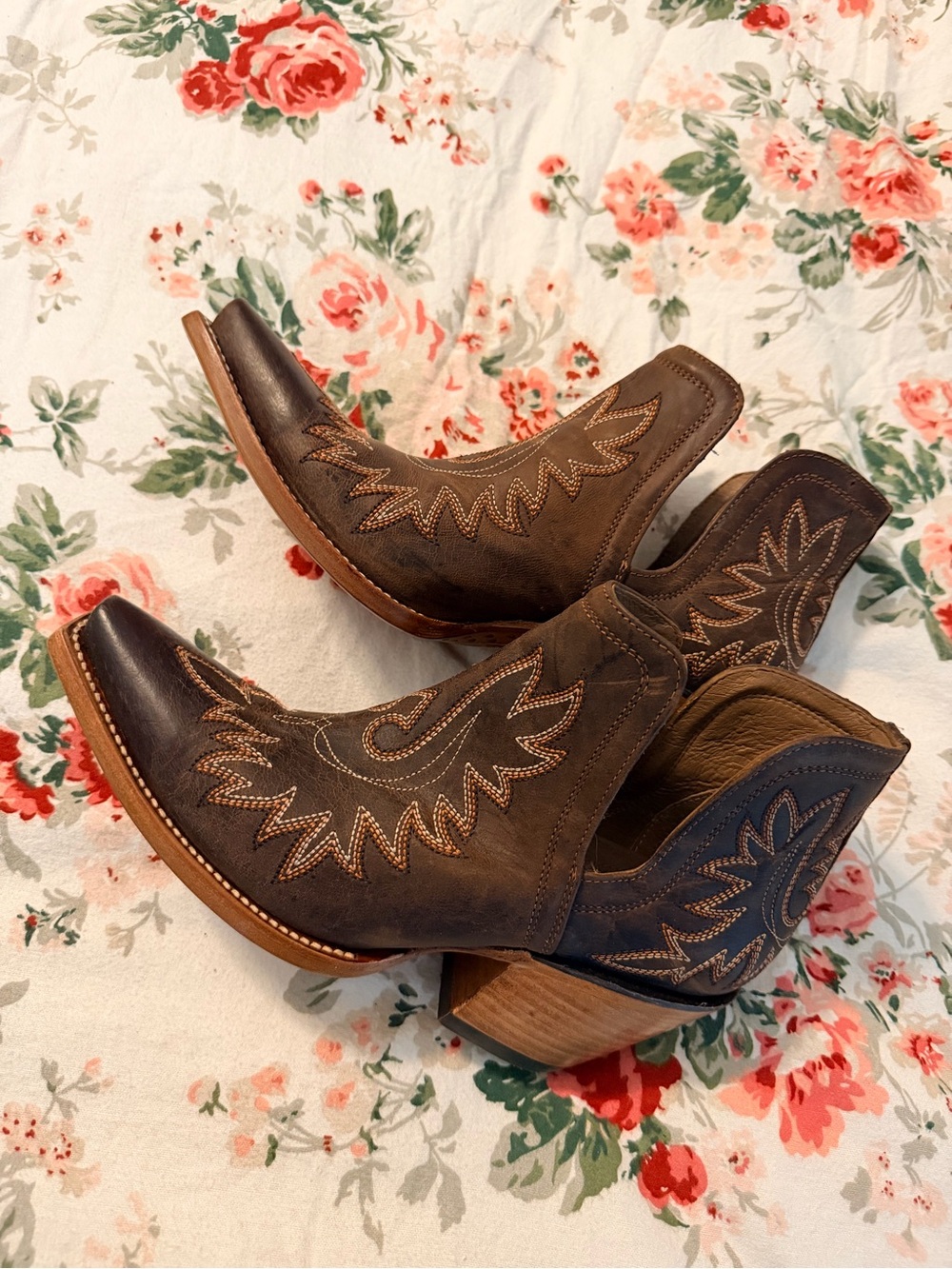Ariat Dark Brown Western Heeled Ankle Boots